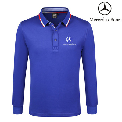 Polo Mercedes Benz Homme Manche Longue 2022 Col Contrasté Coton Slim Fit